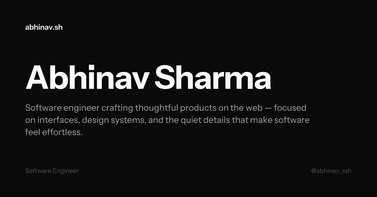 Abhinav Sharma — Software Engineer
